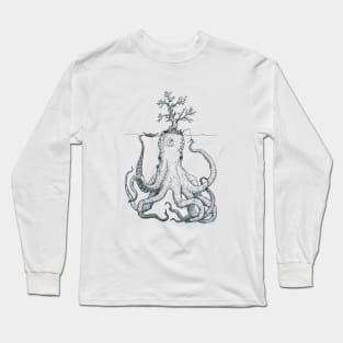 Kraken Island Ink Drawing Long Sleeve T-Shirt